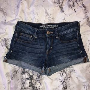 AEO Super Stretch Folded Jean Shorts Medium Wash